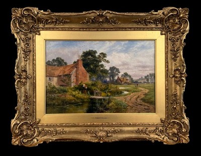 Robert Gallon. Original Ölgemälde, Landschaft - ''Warten auf Papa''