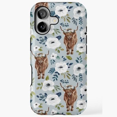 Highland Cow With Flowers IPhone Tough Case Gift For Friends