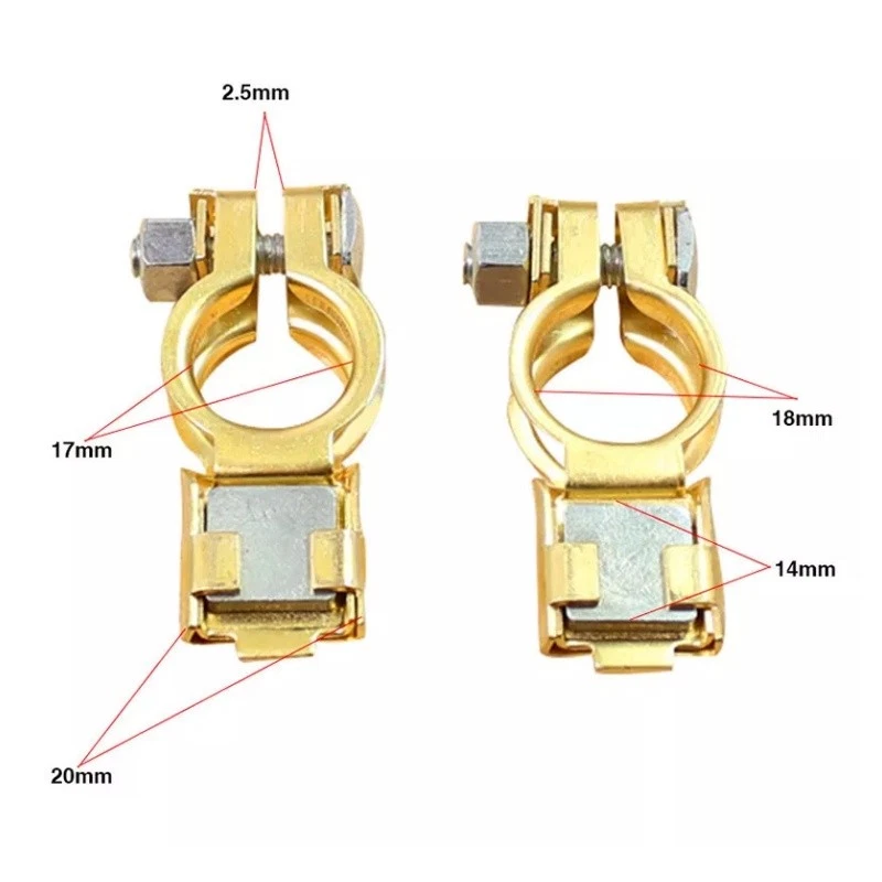 2Pcs Auto Car Battery Terminal Clamp Clip Connector Adjustable Positive+Nagative - Image 3 of 4