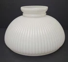 Vintage White Opal Milk Glass Ribbed Student Oil Lamp Shade 10" Dia 3" Fitter
