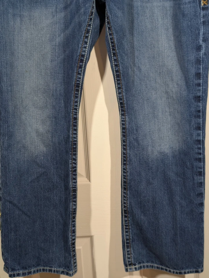 Jeans rectos Ariat M4 para hombre 34x32 azul denim puntada en contraste occidental informales Foto 3 de 4