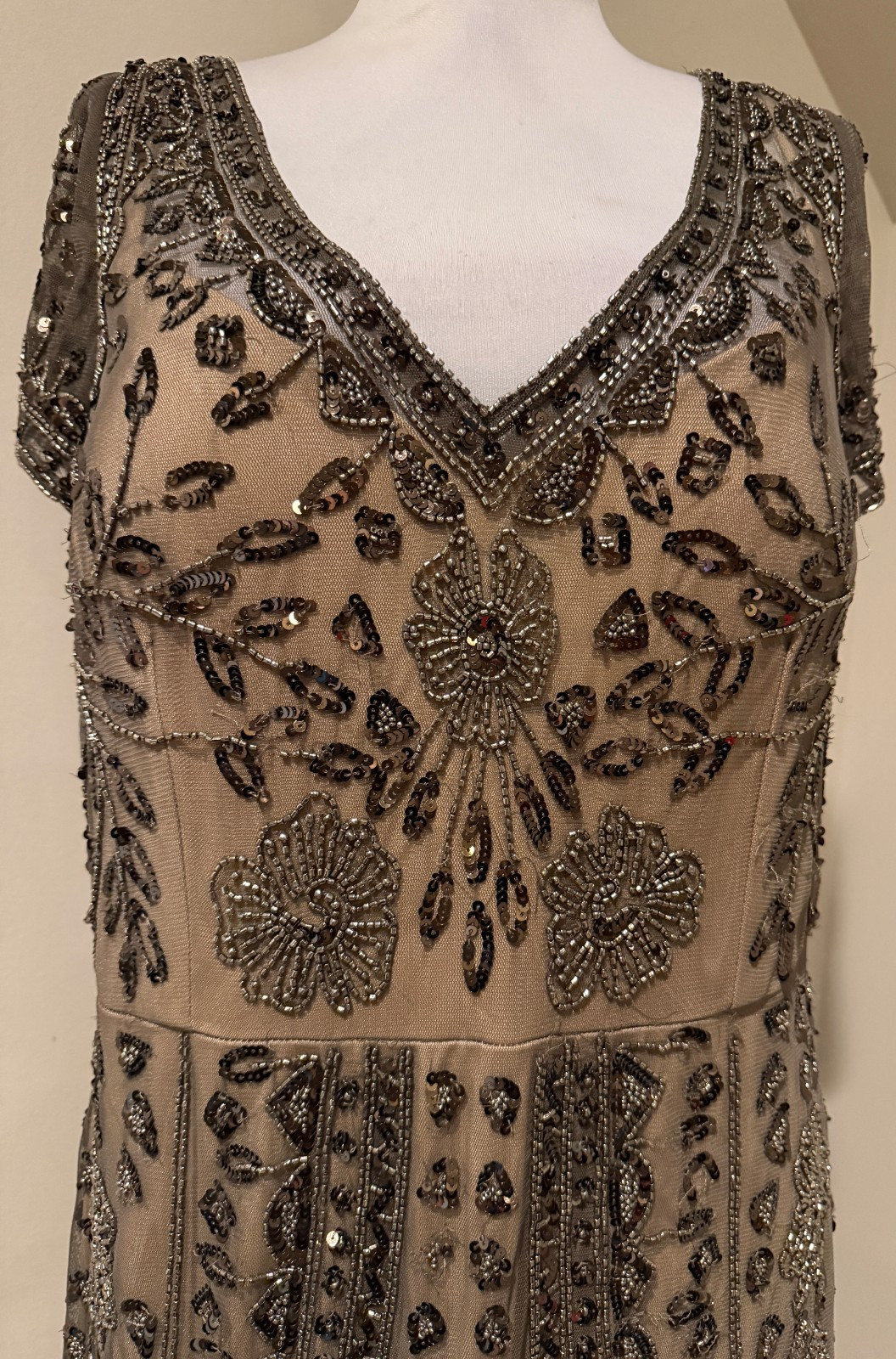 OLEG CASSINI Womens Long Beaded Sequin Evening Occasion Dress - Sz 16 12