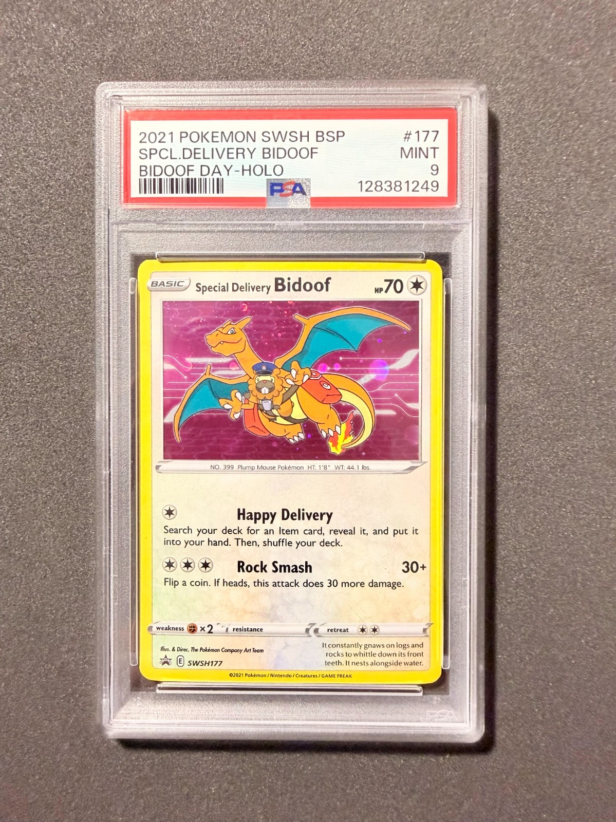 2021 POKEMON SPECIAL DELIVERY BIDOOF DAY-HOLO SWSH  BSP #177 PSA 9