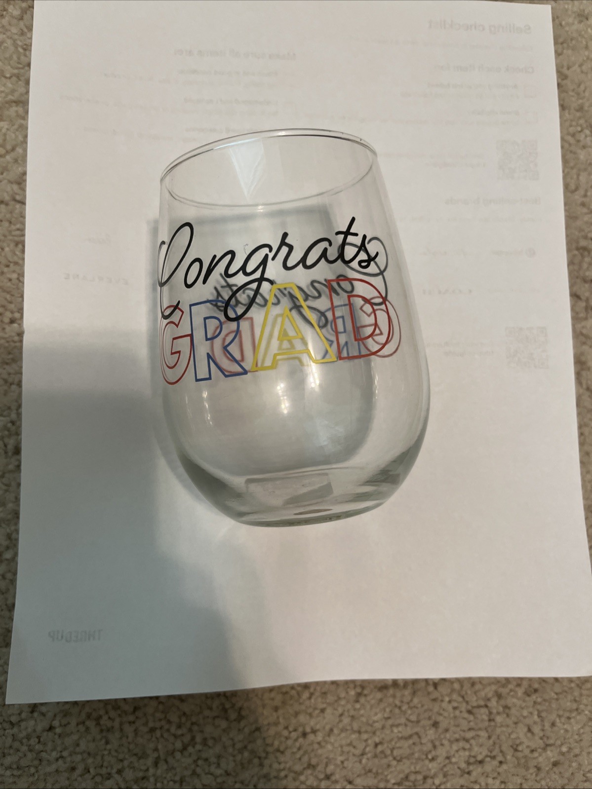 Greenbrier “Congrats GRAD” 16.8 oz Inspirational Seamless Bear/Wine Glass