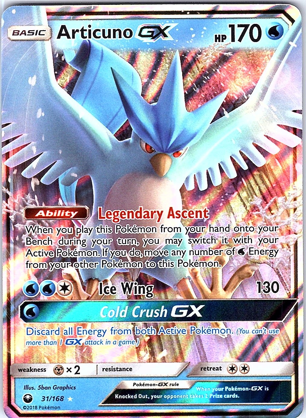 Articuno GX 31/168 Ultra Rare SM - Celestial Storm