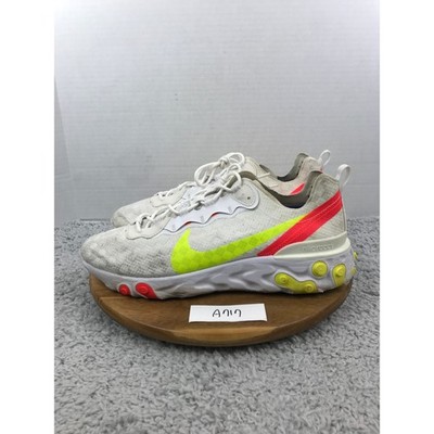 Nike Men 13 React Element 55 White Crimson Volt Athletic Running Shoe CJ0782-100