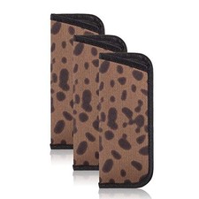 3 Pack Reading Glasses Pouch - Soft Eyeglasses Bag Portable Small Leopard