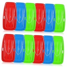 12 Pack 35 Inch Snow Sleds Durable Downhill Sleds Plastic Toboggan Sand Sleds