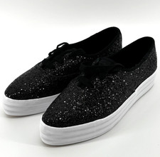 Keds Pointed Toe Glitter Celebrations Black Sneakers Sz 8M Lace Up Women Casual