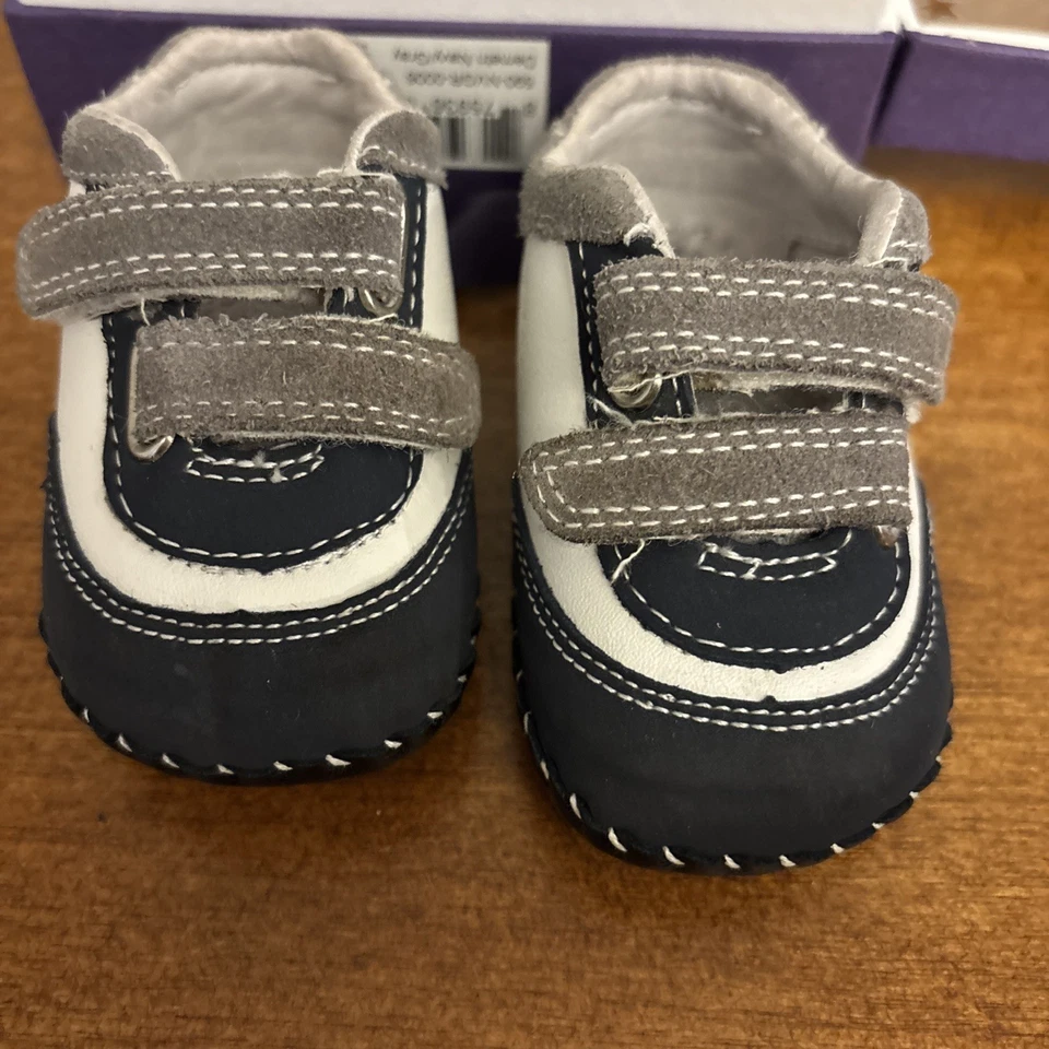 Zapatos Pediped Bebé Niño Suela Suave Talla 0-6 Meses Gris y Azul Marino Layette Foto 4 de 4