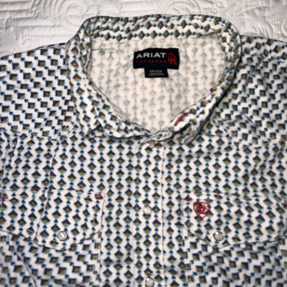 Ariat FR Shirt Men’s Size 4XL Aztec Print Flame Resistant CAT 2 Western Button - Image 2 of 4
