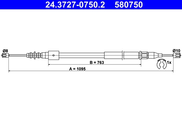 Hinten Links Ate 24.3727-0750.2 Seilzug, Feststellbremse FüR Opel,Vauxhall-image
