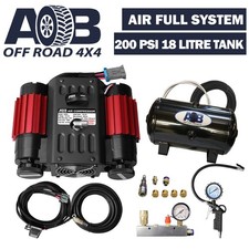 X818 Twin Air compressor 12V universal kit with 18L tank fits Hilux Landcruis...