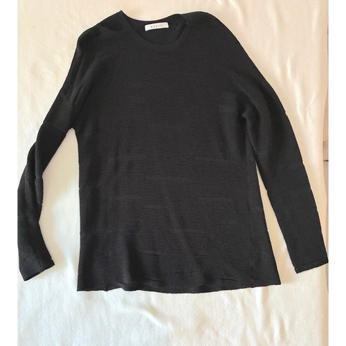 Kokun Sweater Womens XL Black Bamboo Cashmere Ribbed Knit Pullover Excellent