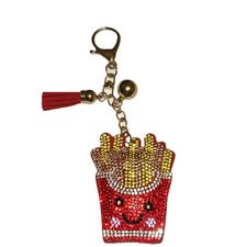 Rhinestones French Fries Keychain Keyring Novelty Bag Purse Charm NWOT