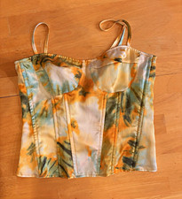 PrettyLittleThing Orange Tie Dye Structured Corset Top US 10