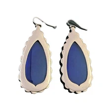Kendra Scott Vintage Rosalie Silver Earrings Cobalt Stone 2.5" HTF