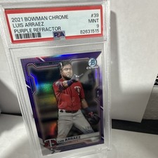Topps 2021 Bowman Chrome Luis Arraez Twins #39 Purple Refractor /250 PSA 9