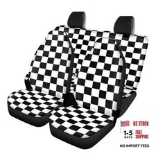 Car Seat Covers Full Set Universal Non-Slip Vehicle Black and White Checkered