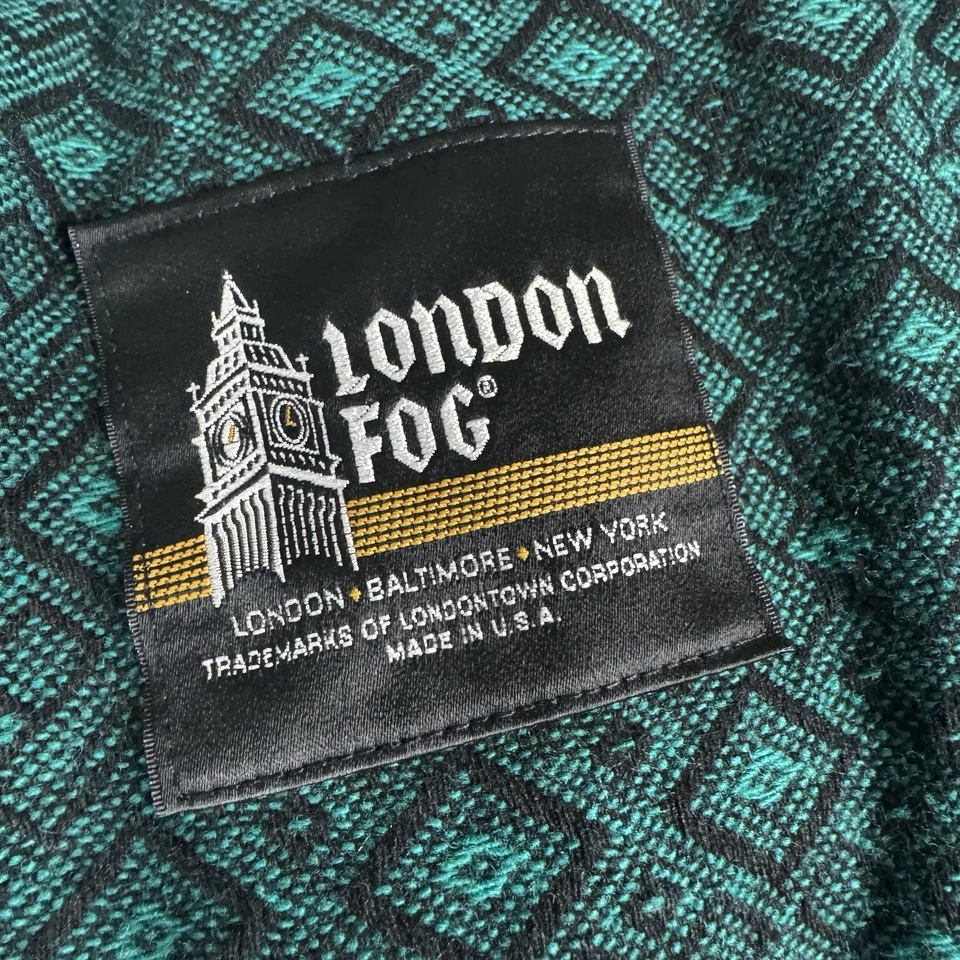 London Fog Womens Trench Coat Size 12 Regular Belted Vintage Raincoat Teal Green - Image 3 of 4