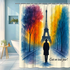 Colorful Eiffel Tower Shower Curtain - Artistic Paris Decor