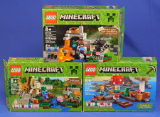 LEGO 3 MINECRAFT SETS 21113, 21123, 21129 COMPLETE 2012