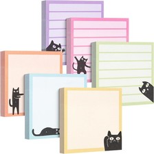 Black Cat Sticky Notes 3x3 6 Pads Cute Aesthetic Set