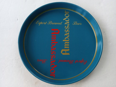 AMBASSADOR Beer Tray 12'' Metal Export Brewed G. KRUEGER Brewing Co. NEWARK NJ