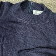 Laura Gayle Vintage Navy Blue Mock Neck Back Zip Knit Sweater Womens Large USA