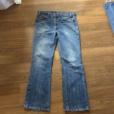Vintage orange tab Levi's Men's Bootcut Jeans Blue Medium Wash Distressed