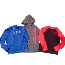 Under Armour Lot Of 3 Boys Youth Small YSM Long Sleeve Shirts Coldgear Loose