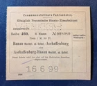 Eisenbahn - Fahrkarte 1899 , Königlich Preussische Staats-Eisenbahnen