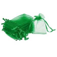 100pcs Organza Bags 2x3 Inch Drawstring Favor Pouches Mesh Bag Dark Green