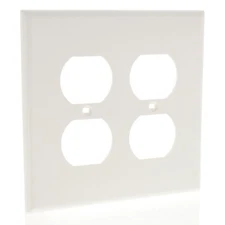 Leviton White UNBREAKABLE Receptacle Wallplate 2-Gang Duplex Outlet Cover PJ82-W