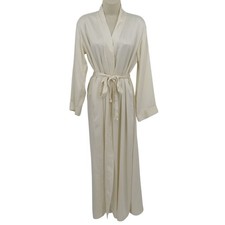 VTG Victorias Secret XS/S Solid Cream Ivory All Silk Nightgown Long Sleeve 1999