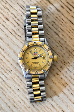 Authentic Ladies 964.008 TAG HEUER 2000 Gold SS W/Watch Mint Gold Dial Working