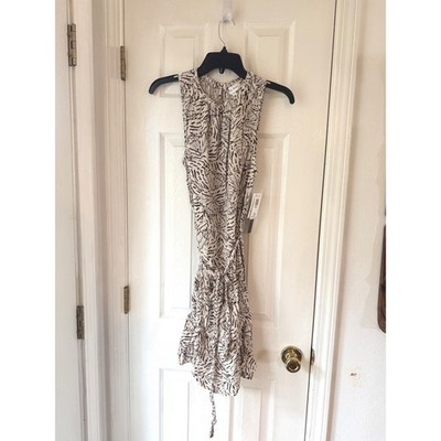 bella dahl tiered mini dress BELLA DAHL Tiered Mini Dress Papillon Print Sleeveless Tie Waist XS