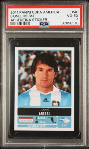 2011 PANINI COPA AMERICA ARGENTINA STICKER 40 LIONEL MESSI ARGENTINA PSA 4