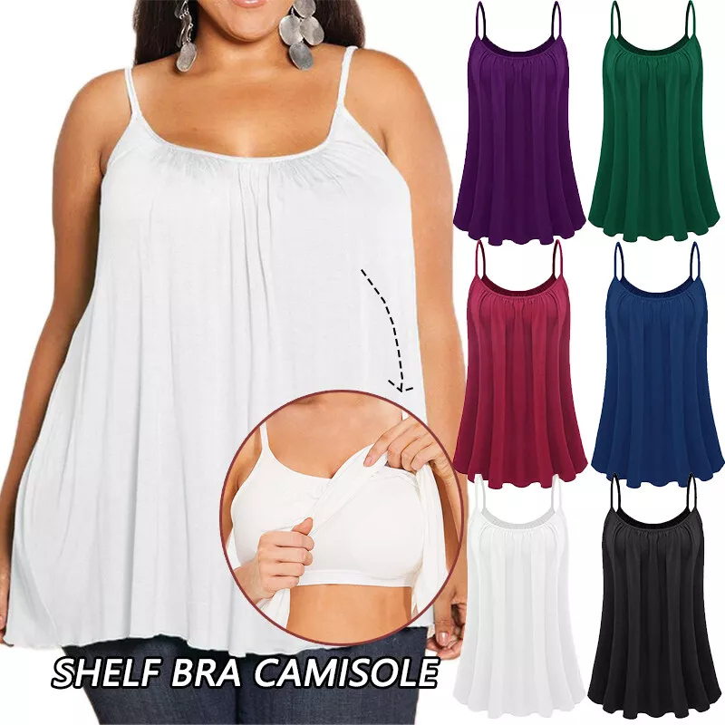 Women' Camisole with Built in Bra Flowy Tank Top Adjustable Strap