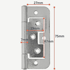 HEAVY DUTY FLAT FLUSH DOOR HINGES 75mm / 3" Zinc Cabinet Cupboard Furniture PAIR