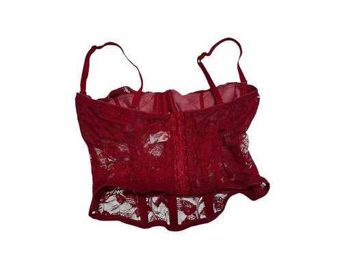 Vtg Y2K Red Lace Bustier Longline Bra Corset Express 34C - Picture 6 of 7