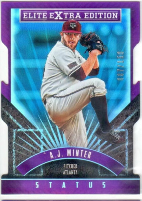 2015 Elite E.E. A.J. MINTER Die-Cut PURPLE STATUS ROOKIE #76! #087/150!