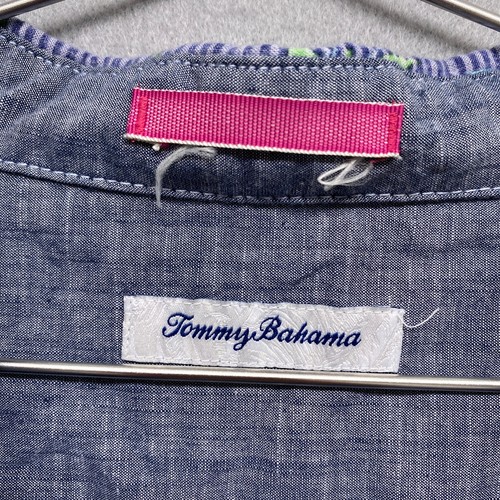 Camicia Tommy Bahama uomo XXLarge blu campeggio uccellini palma hawaiana manica corta - Foto 5 di 12