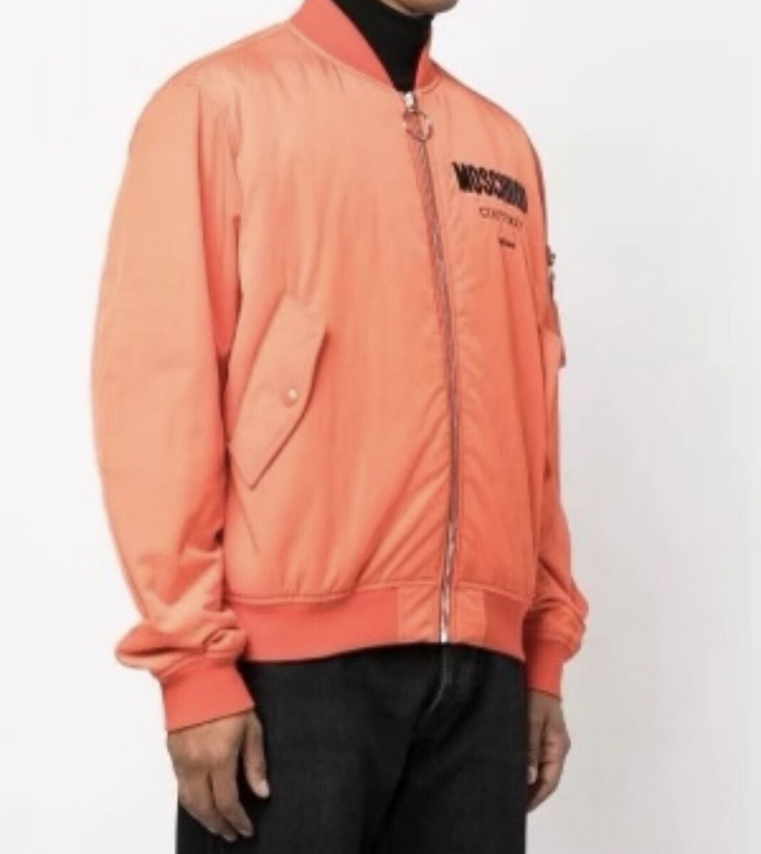 Moschino logo orange Zip Up bomber jacket Size 40 Medium NWT Moschino logo orange Zip Up bomber jacket Size 40 Medium NWT