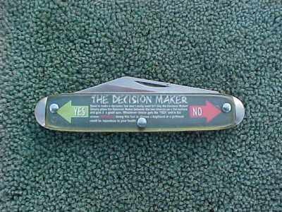 Collectible NOVELTY Pocket Knife U.S.A. THE DECISION MAKER NOS