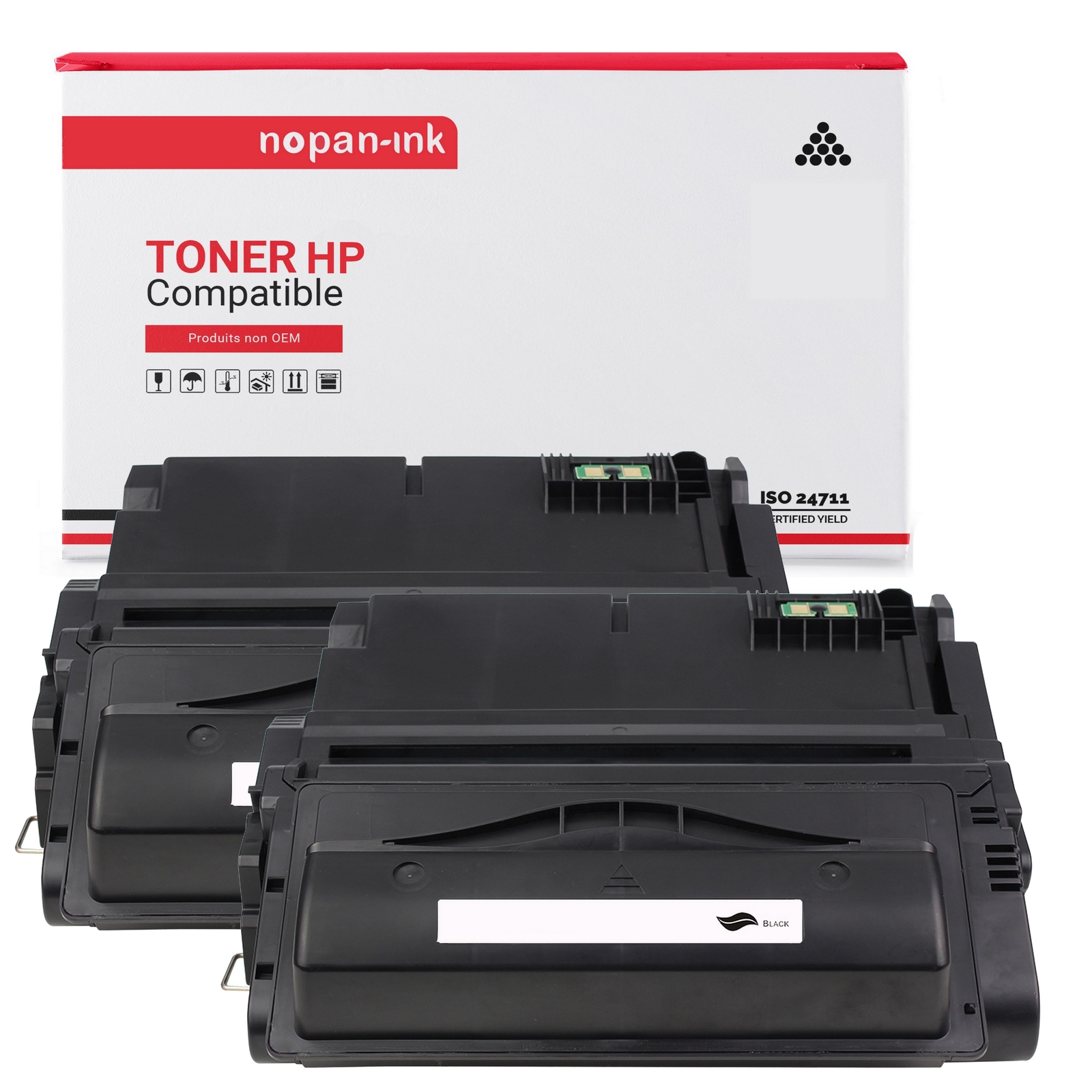 Toner noir Q5942A Q1338A compatible pack de 2 idéal pour le secrétariat et grand bureau