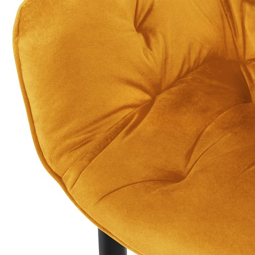 6x Sillas de terciopelo grueso amarillo mostaza asiento ergonómico para cocina - Imagen 5 de 6