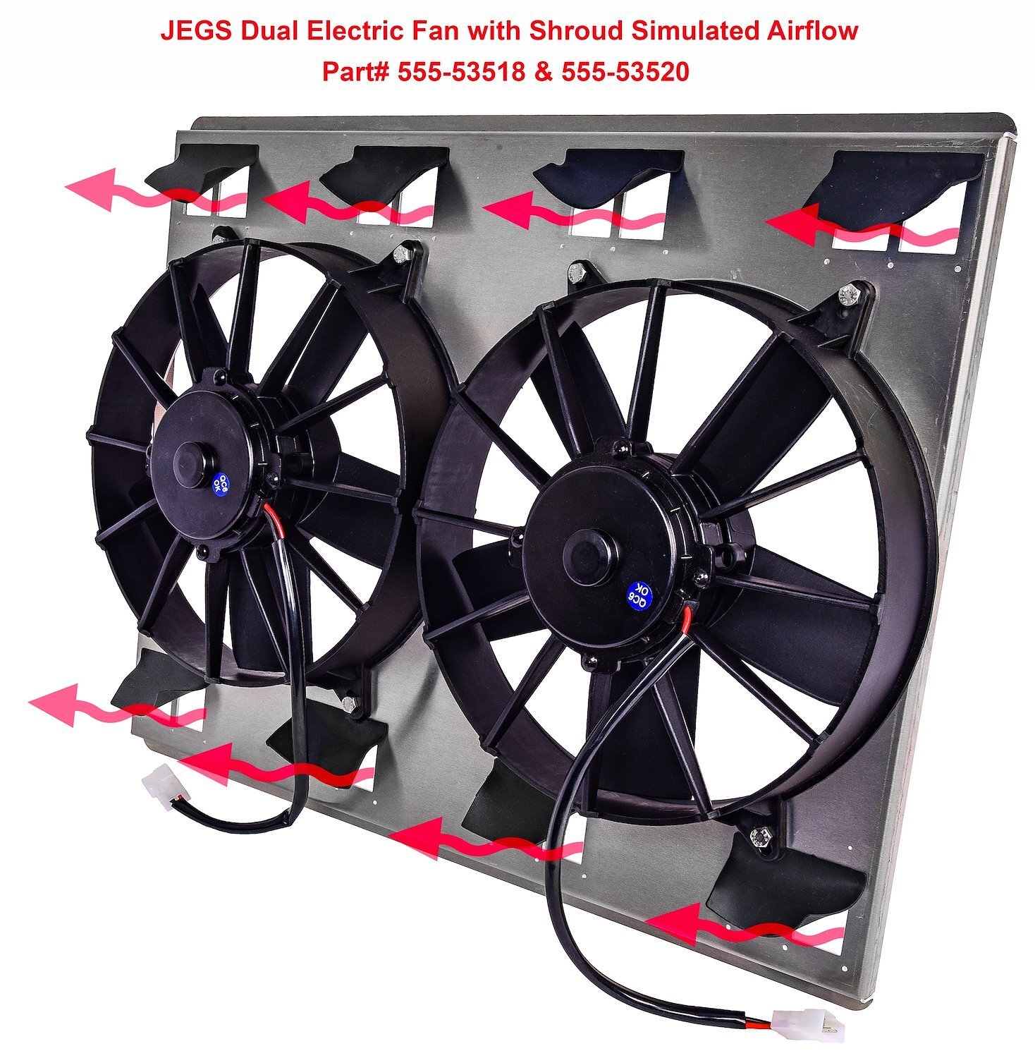 JEGS 53518 Universal Dual Electric Cooling Fans w/Aluminum Shroud Fans Specs eBay