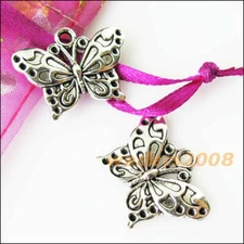 MIXED SET - 8 pcs BIG BEAUTIFUL BUTTERFLY Charms Silver Alloy TWO EACH Free Ship