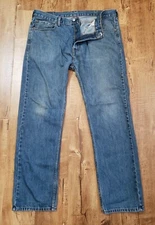 LEVI'S 505 Regular Fit Jeans Men 38x32 Cotton Straight Bootcut Med Blue Denim